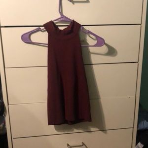Red mock neck shirt